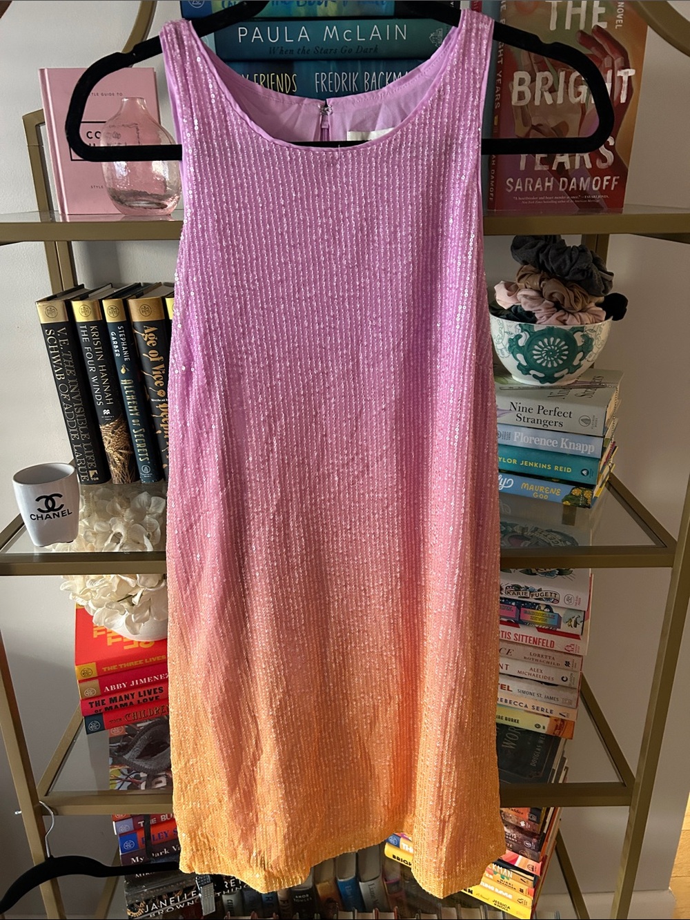 Pink to Orange Ombre Sequin Dress